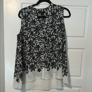 Alfani Black and White Graphic Blouse